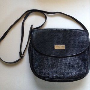 TED LAPIDUS all black logo messenger bag/ purse